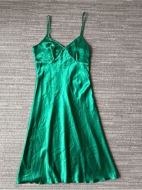 Green Satin Slip Dress
